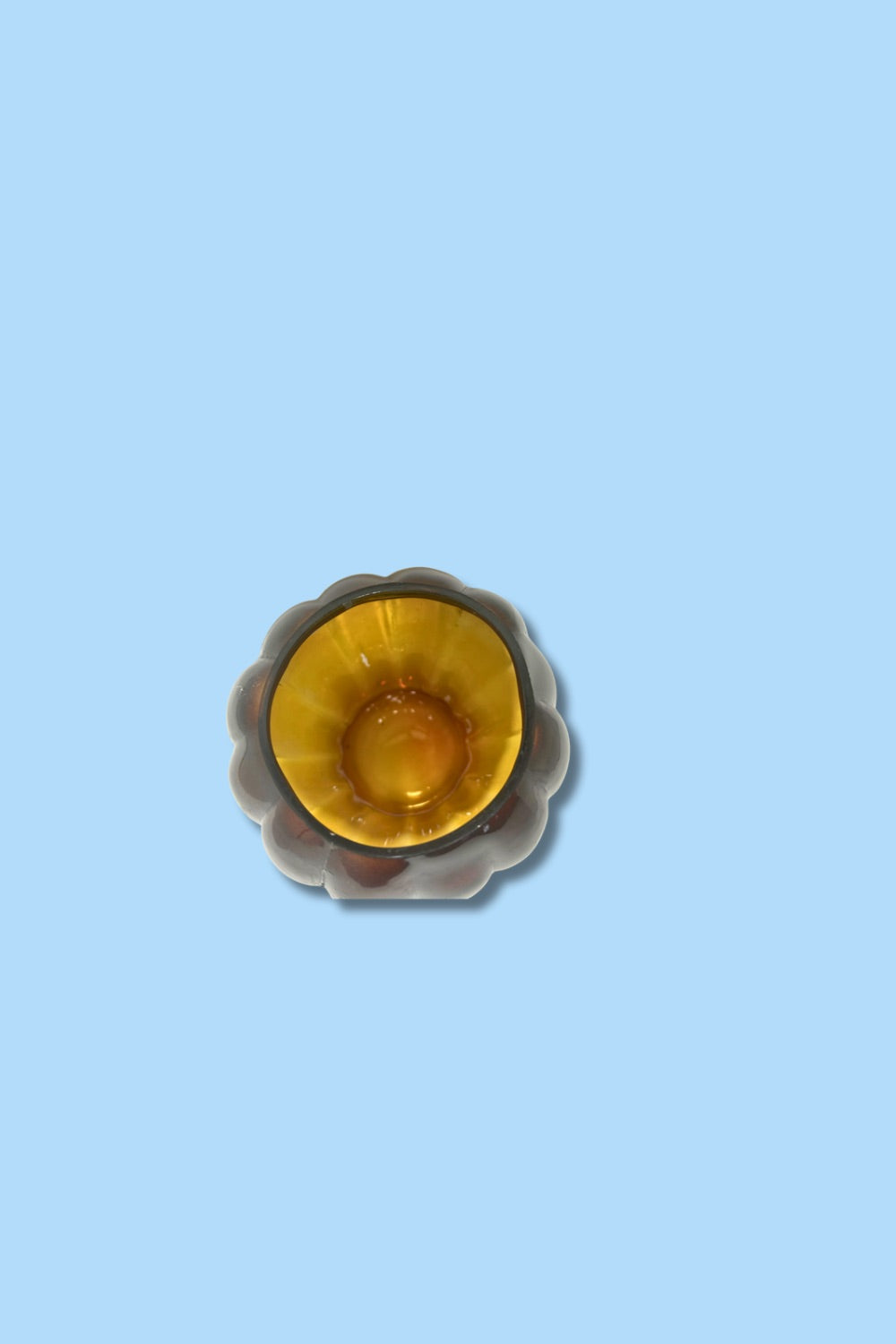 Vintage Amber Glass Pumpkin Candy Jar (Base Only) — Ribbed Molded Glass, 1970s–90s, Anchor Hocking-Style