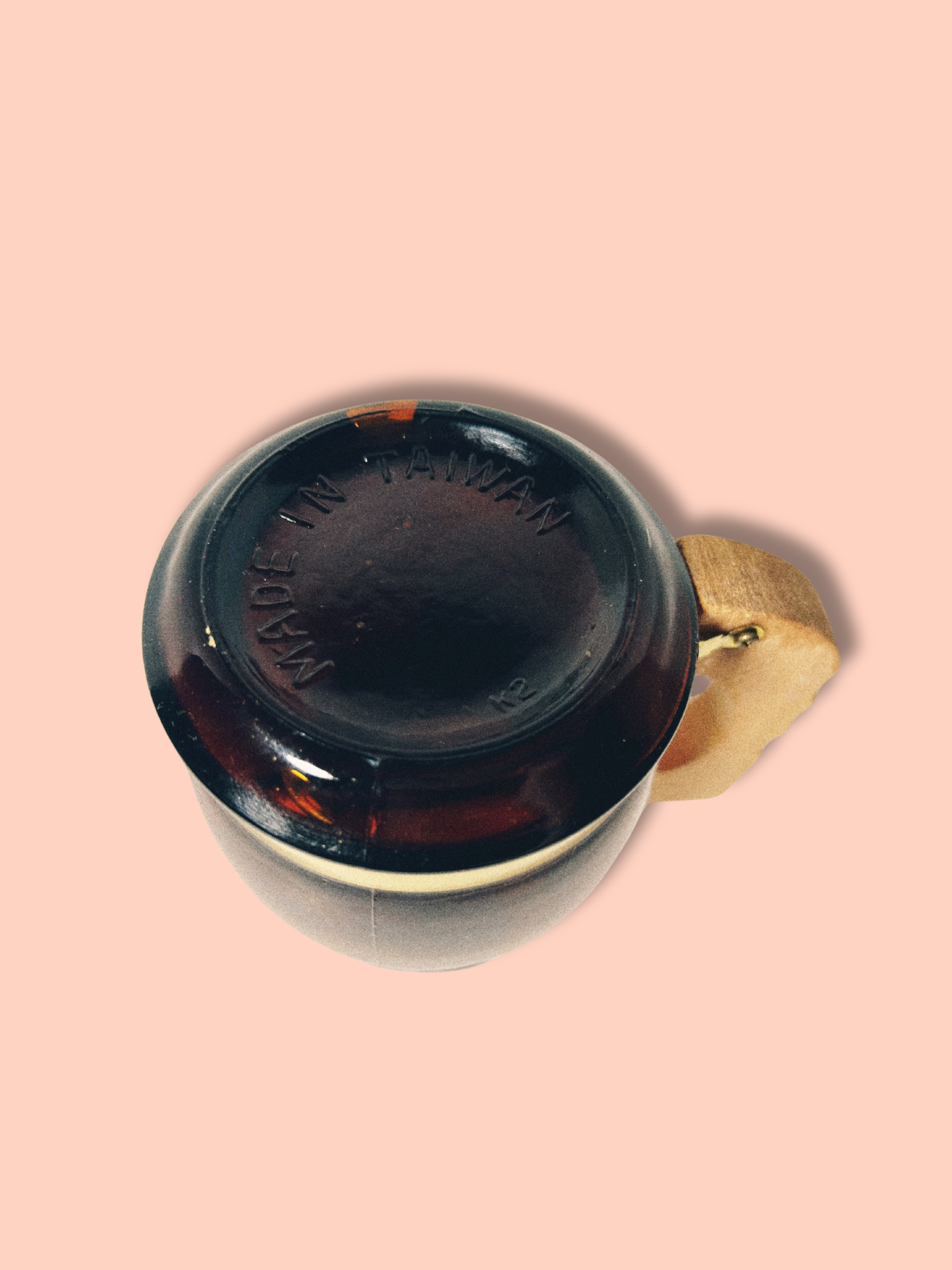 Vintage Amber Mug with Wooden Handle