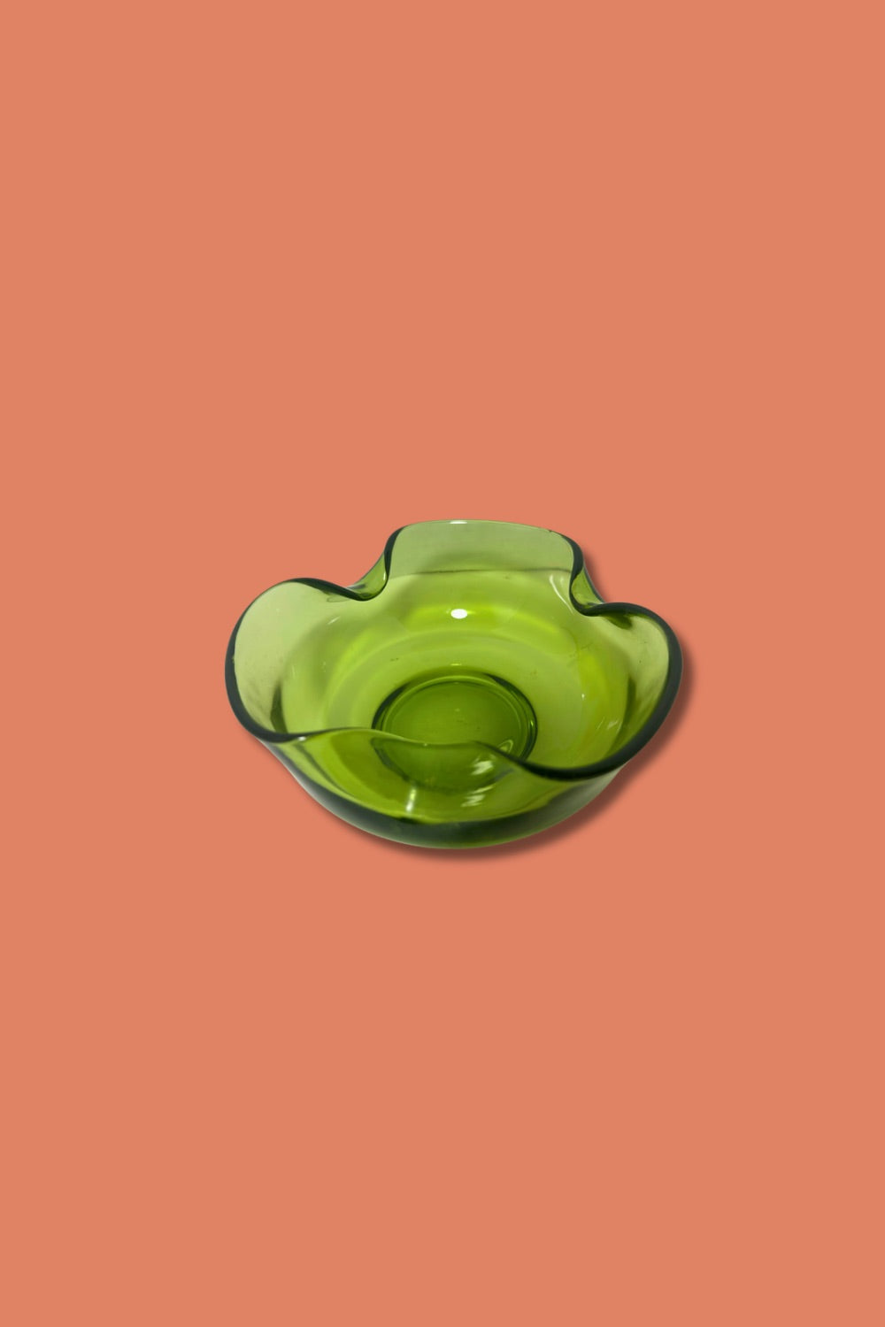 Vintage Anchor Hocking Avocado Green Dip Bowl c.1970s