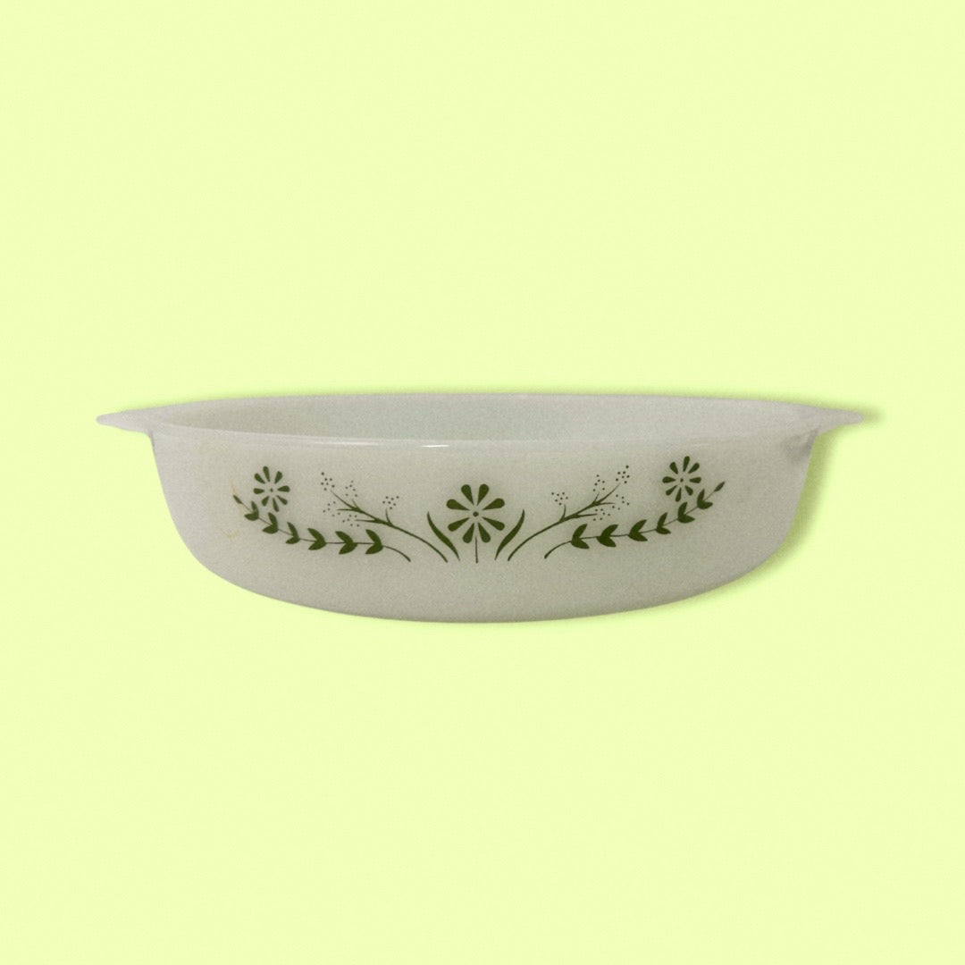 Vintage Glasbake Green Daisy Baking Dish
