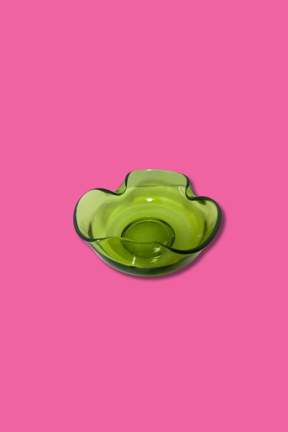 Vintage Anchor Hocking Avocado Green Dip Bowl c.1970s