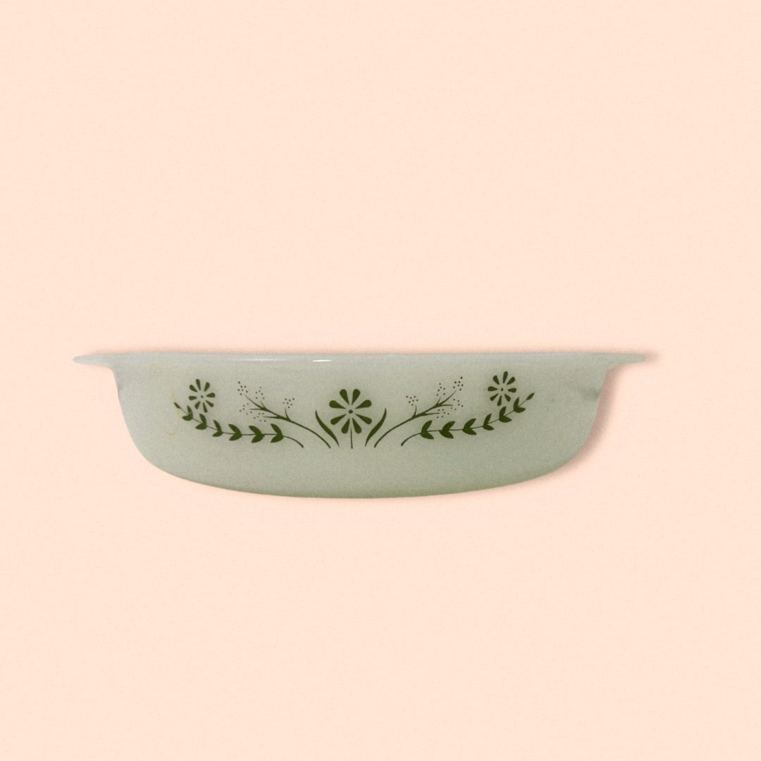 Vintage Glasbake Green Daisy Baking Dish