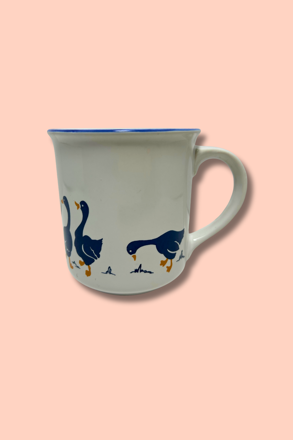 Mug with goose design on a pink background