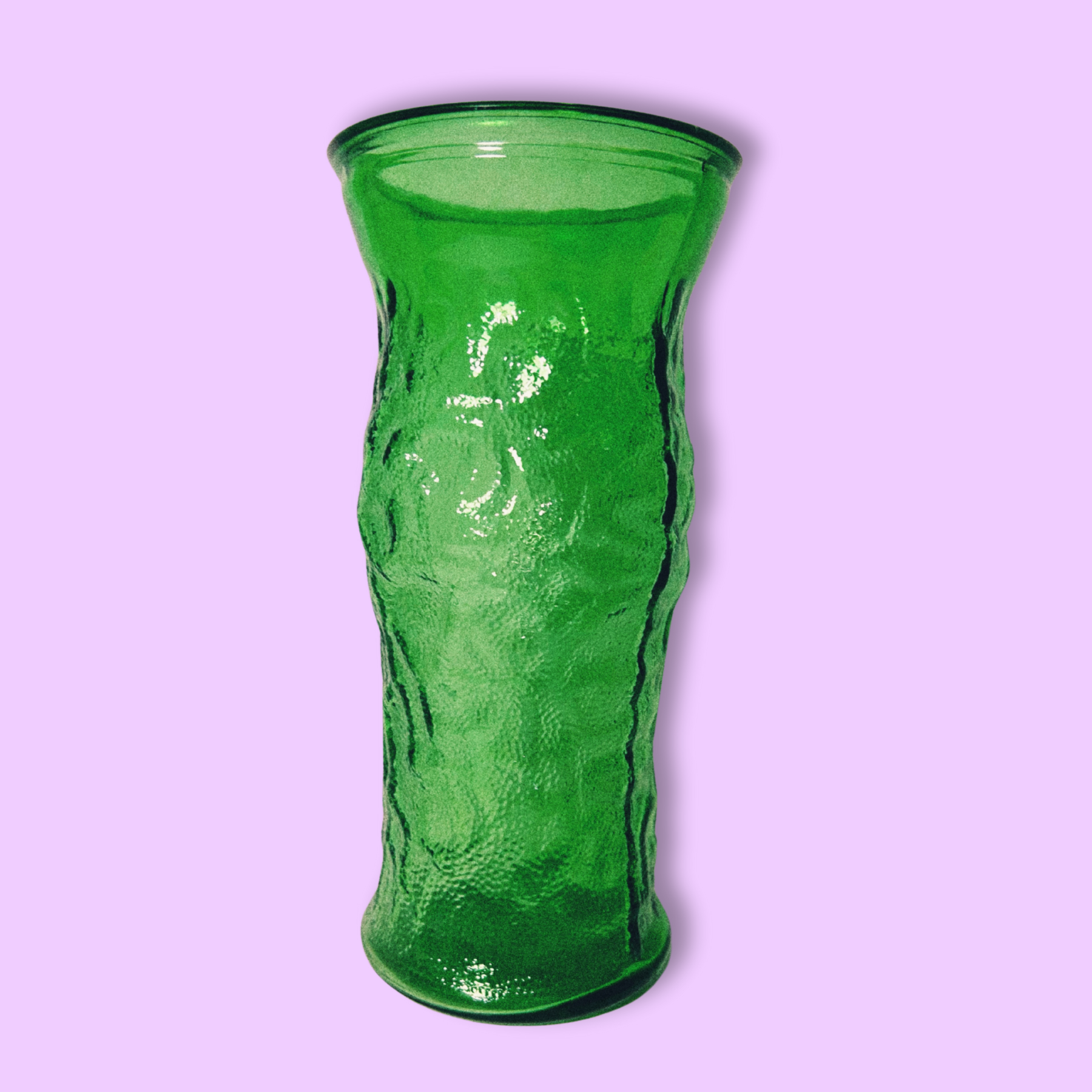 Vintage textured green glass vase