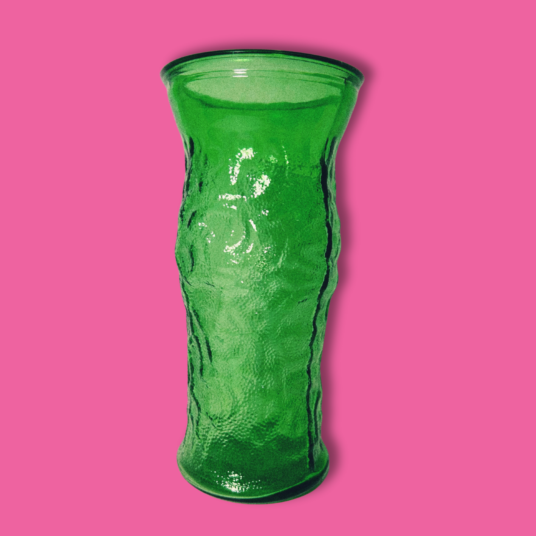 Vintage textured green glass vase