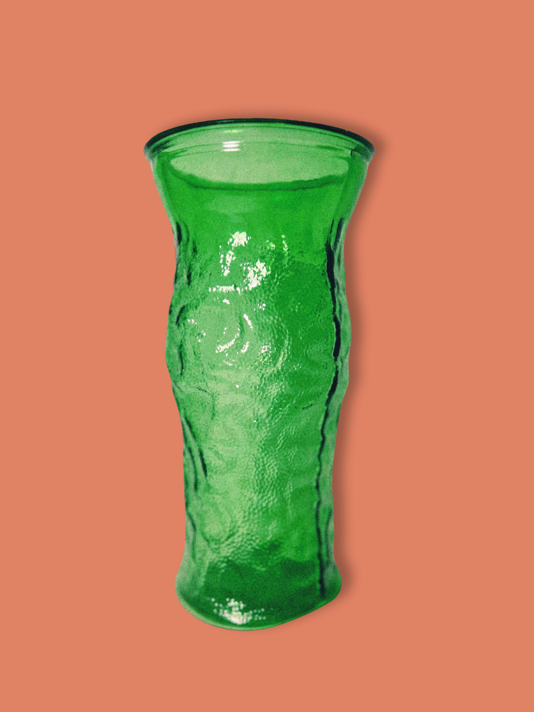 Vintage textured green glass vase