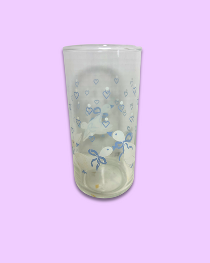 Vintage Libbey Crisa Blue Geese & Hearts Tumbler