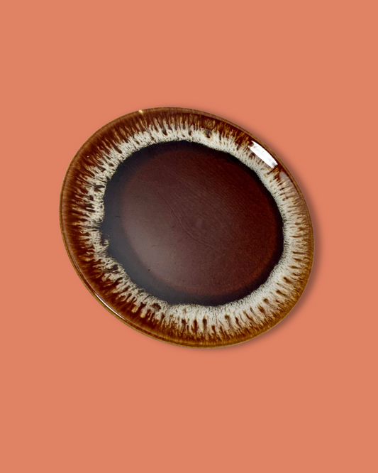 Vintage Brown Drip Glaze Salad Plates (set of 2)