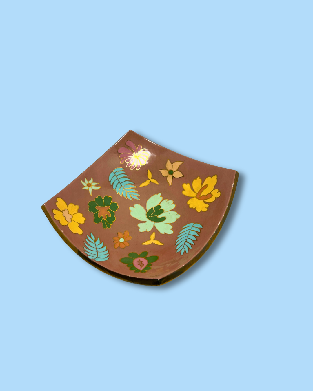 Groovy 1970s Hand Made, Hand Painted Stangl Style Ceramic Dish