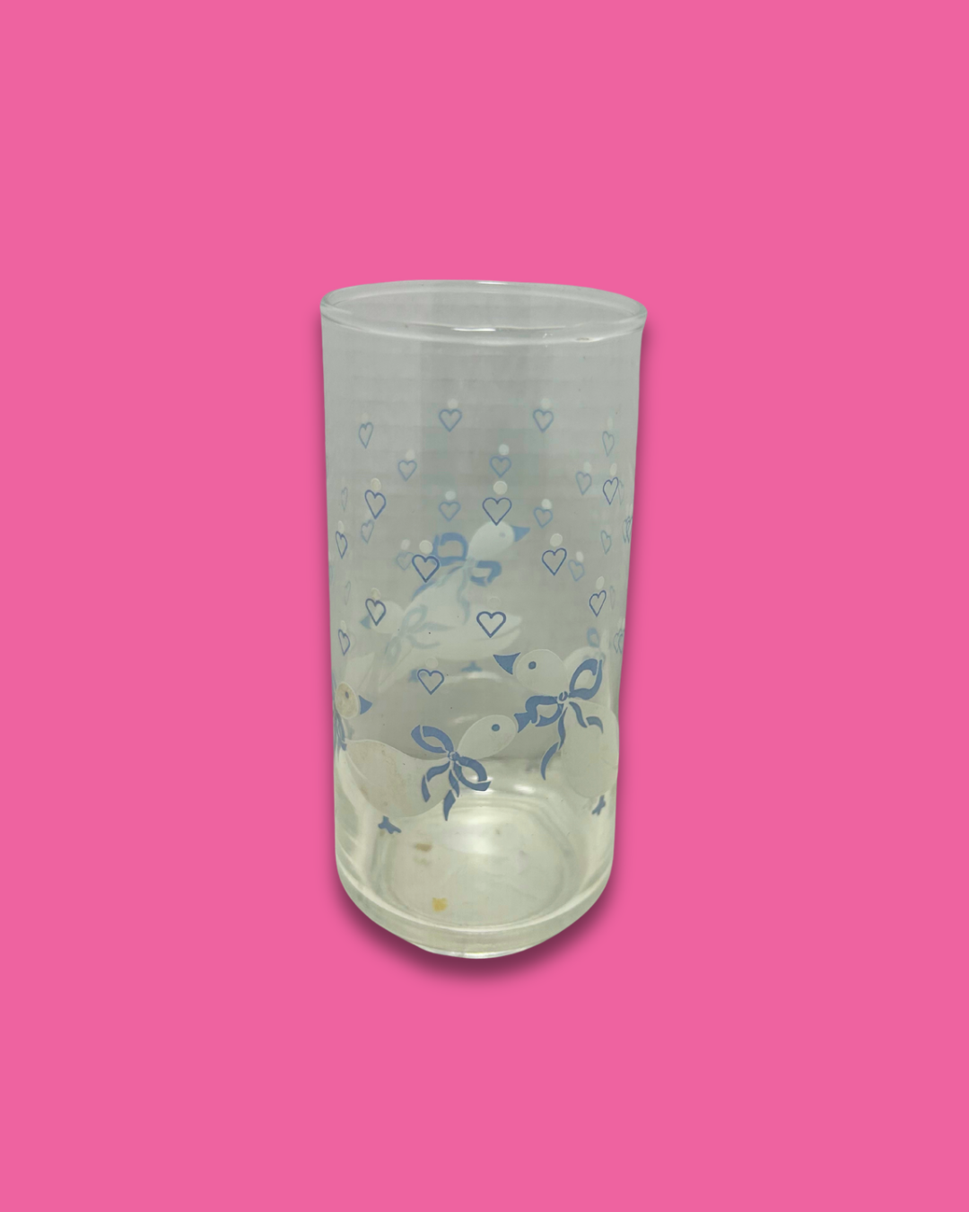 Vintage Libbey Crisa Blue Geese & Hearts Tumbler