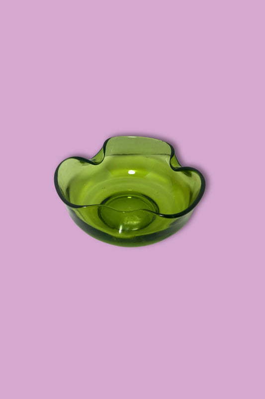 Vintage Anchor Hocking Avocado Green Dip Bowl c.1970s