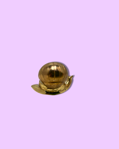Vintage Brass Snail Salt Cellar with Tiny Spoon