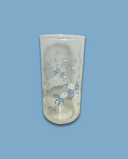 Vintage Libbey Crisa Blue Geese & Hearts Tumbler
