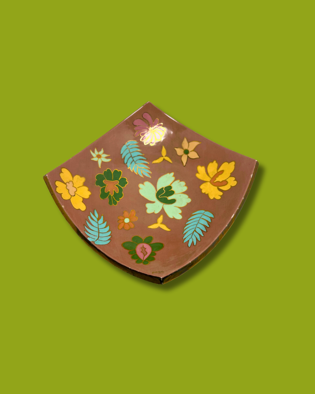 Groovy 1970s Hand Made, Hand Painted Stangl Style Ceramic Dish