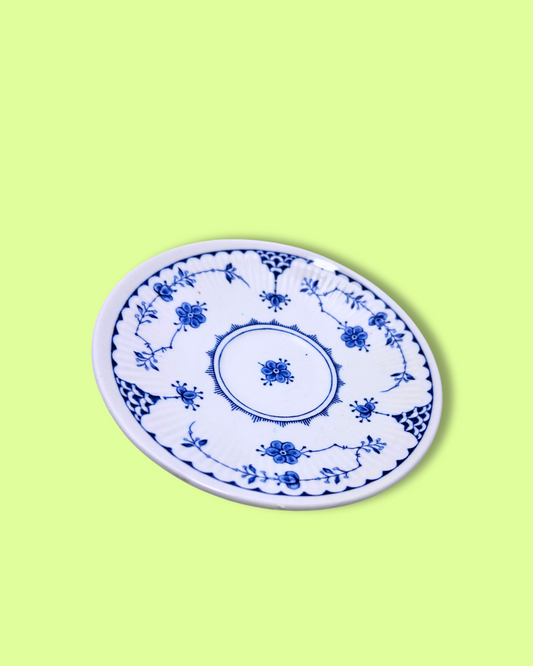 Antique Furnivals Denmark Limited Blue Floral China Saucer, Made in England