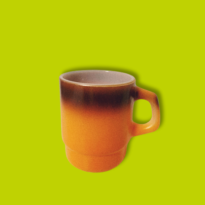 Vintage Anchor Hocking, Fire King Orange Ombre Coffee Mugs