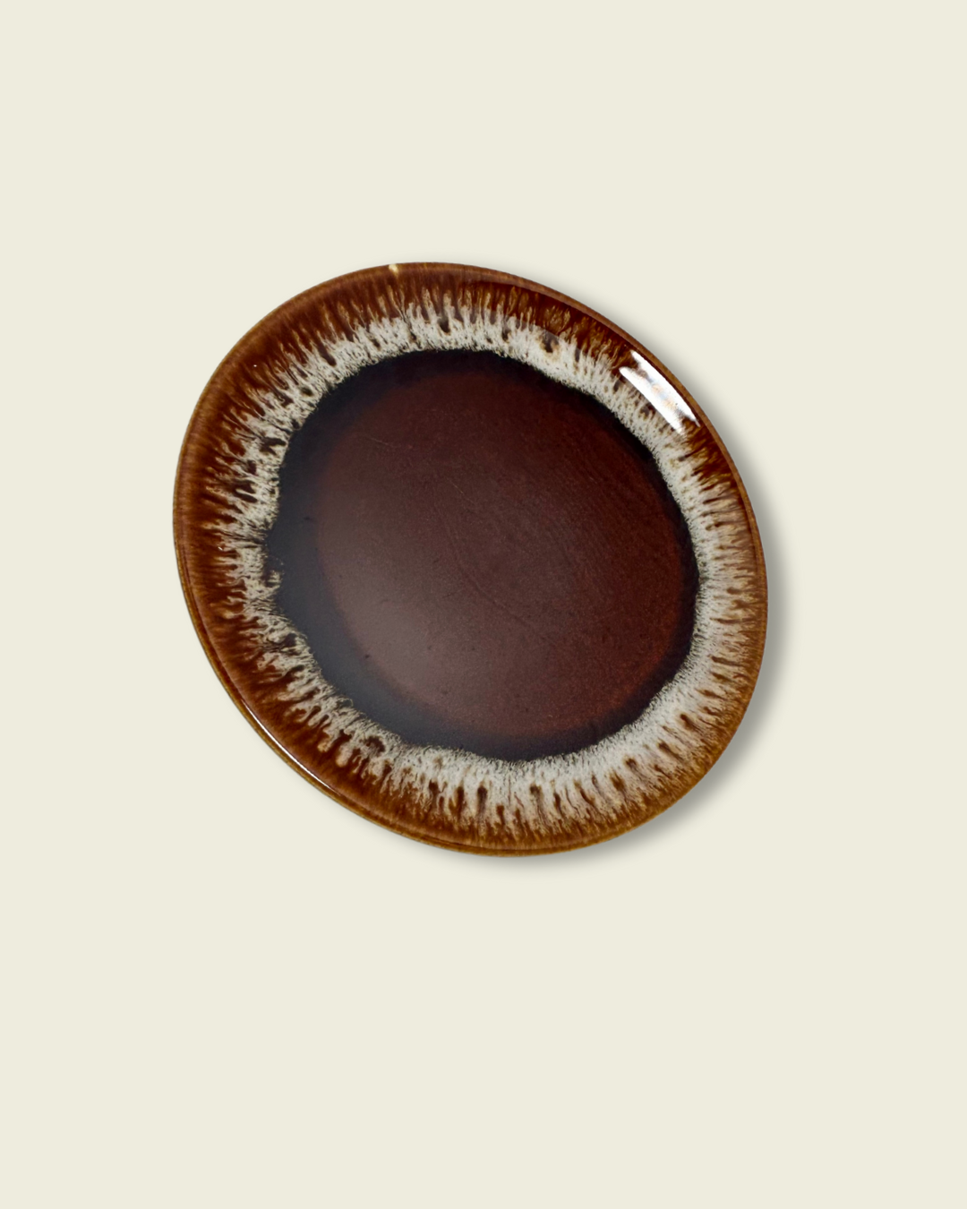 Vintage Brown Drip Glaze Salad Plates (set of 2)