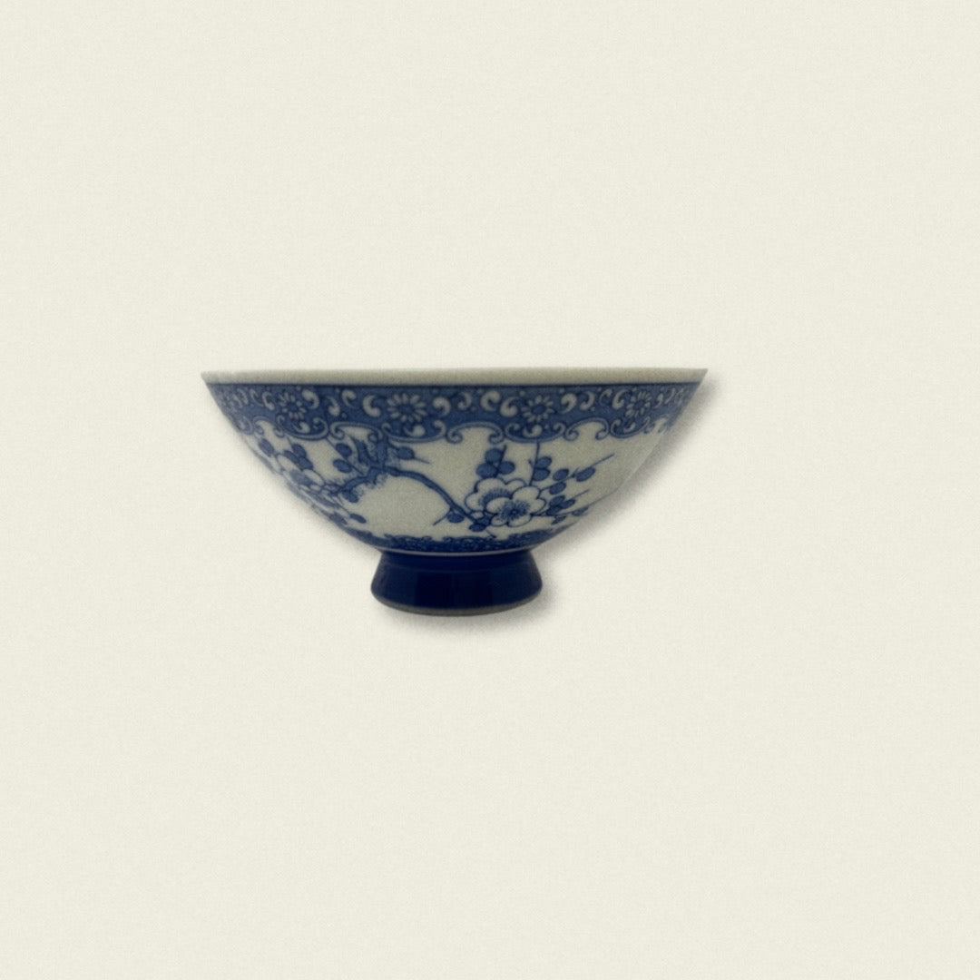 Blue Japanese Rice Bowl on white background