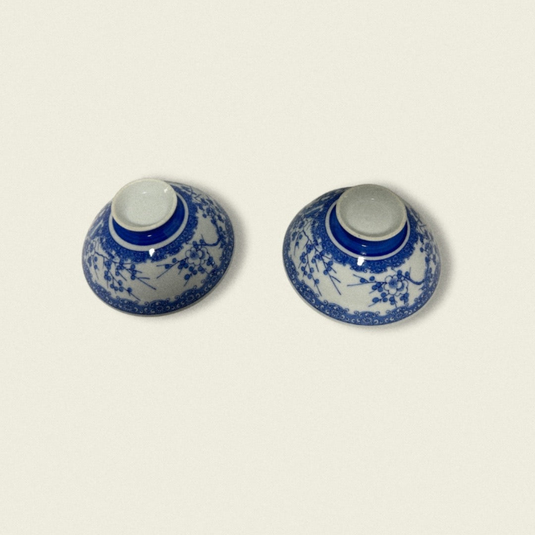 Blue Japanese Rice Bowls on white back ground