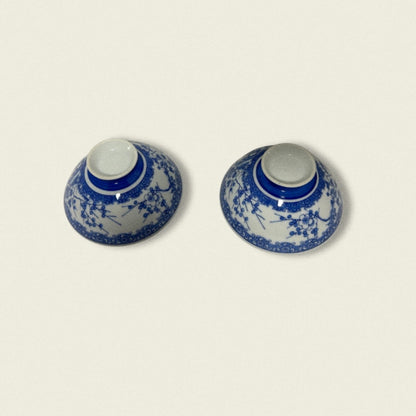Blue Japanese Rice Bowls on white back ground