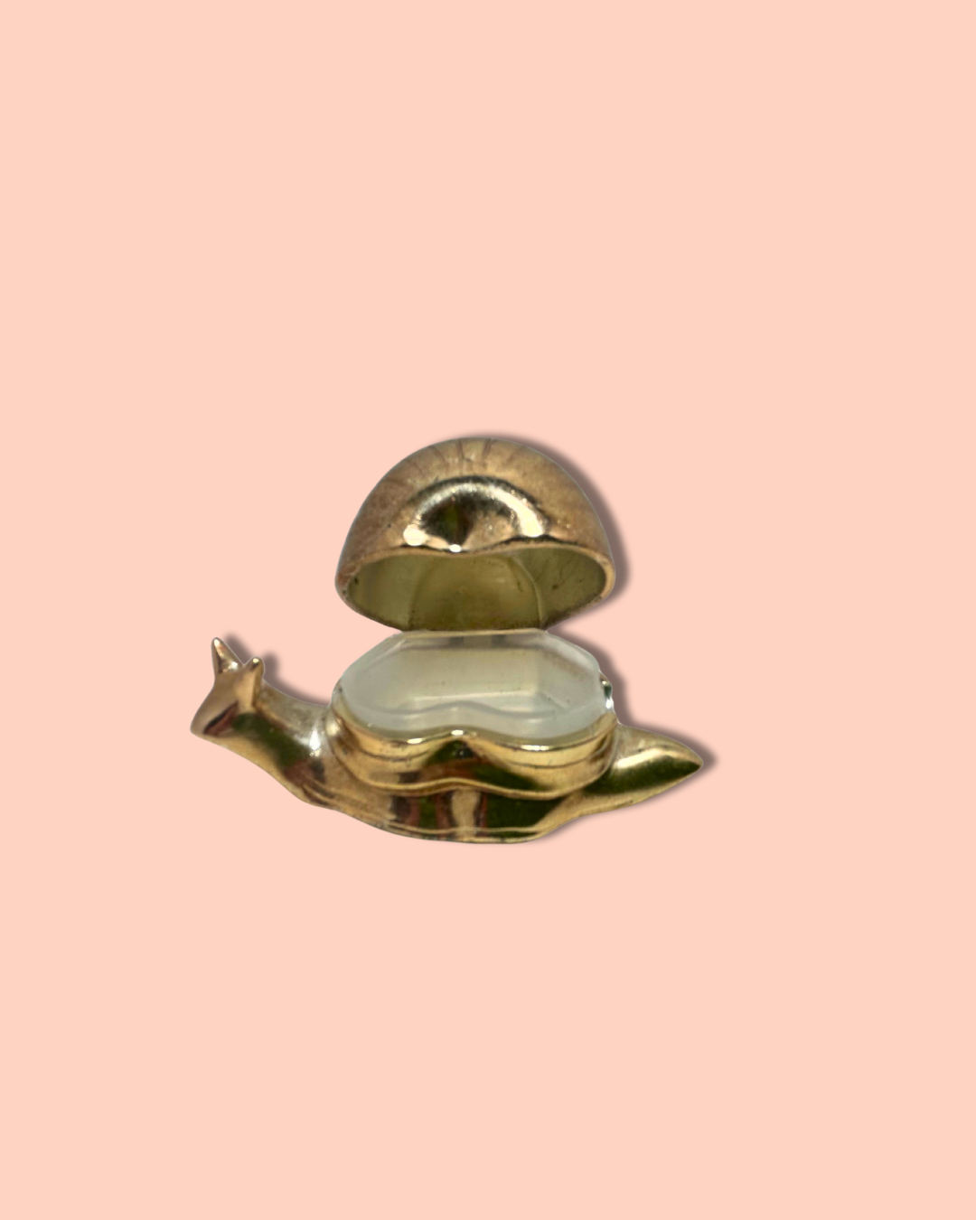 Vintage Brass Snail Salt Cellar with Tiny Spoon