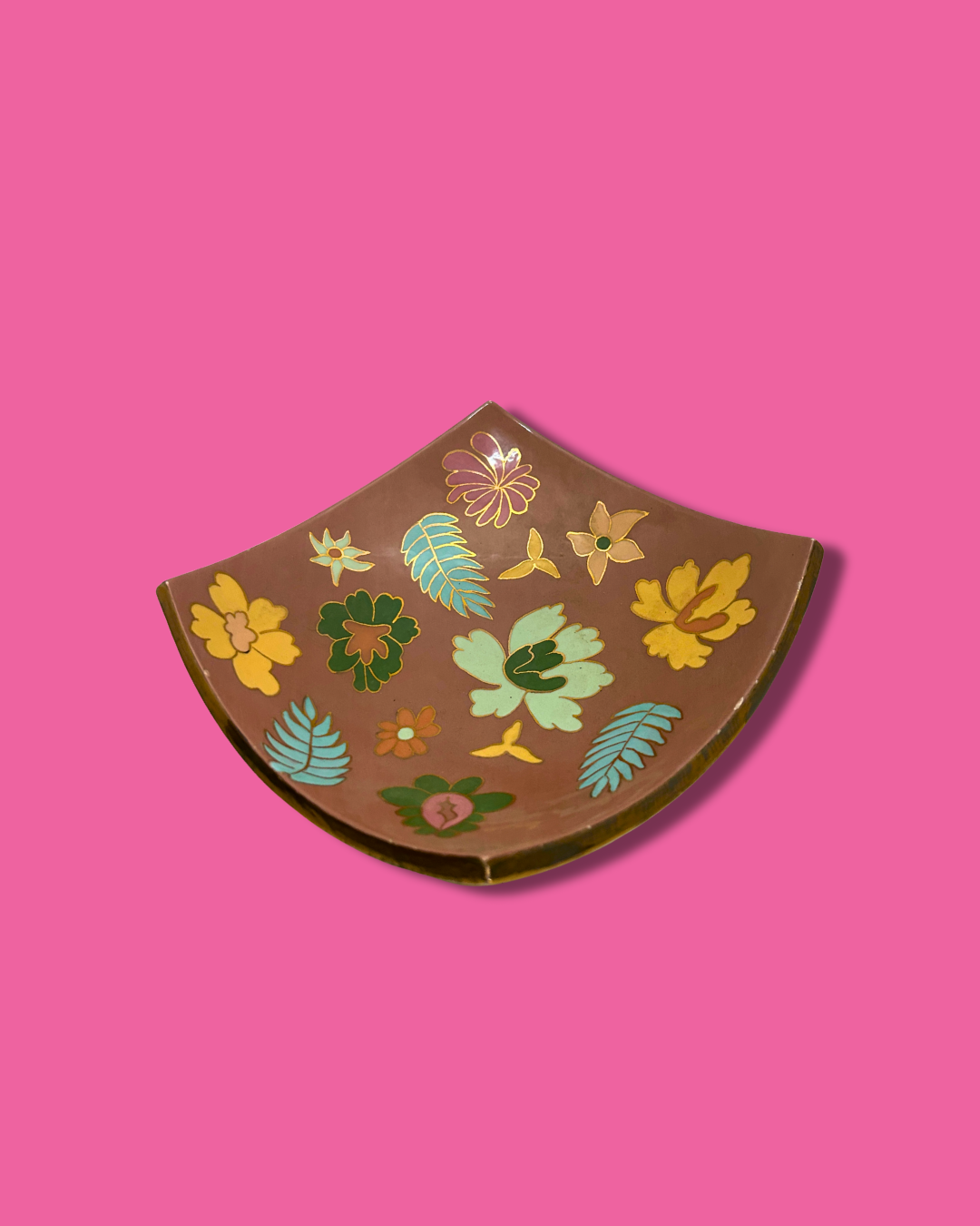 Groovy 1970s Hand Made, Hand Painted Stangl Style Ceramic Dish