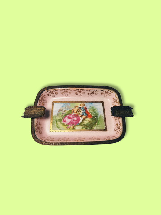 Vintage Arnart Handpainted Porcelain Ashtray from Japan