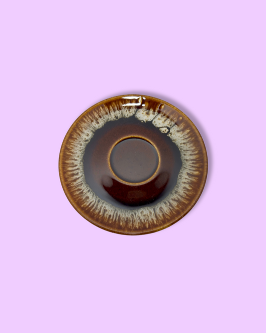 Vintage Brown Drip Tea Cup and Saucer Set