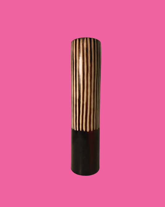 Jose Sosa Peruvian Handmade Tall Brown Striped Vase